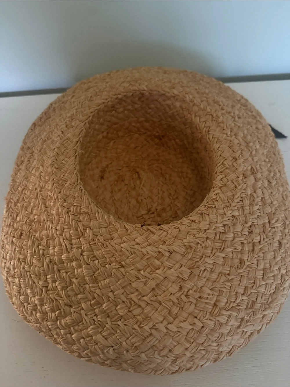 Helen Kaminski Wide-Brim Woven Rafia Hat with Black Ribbon